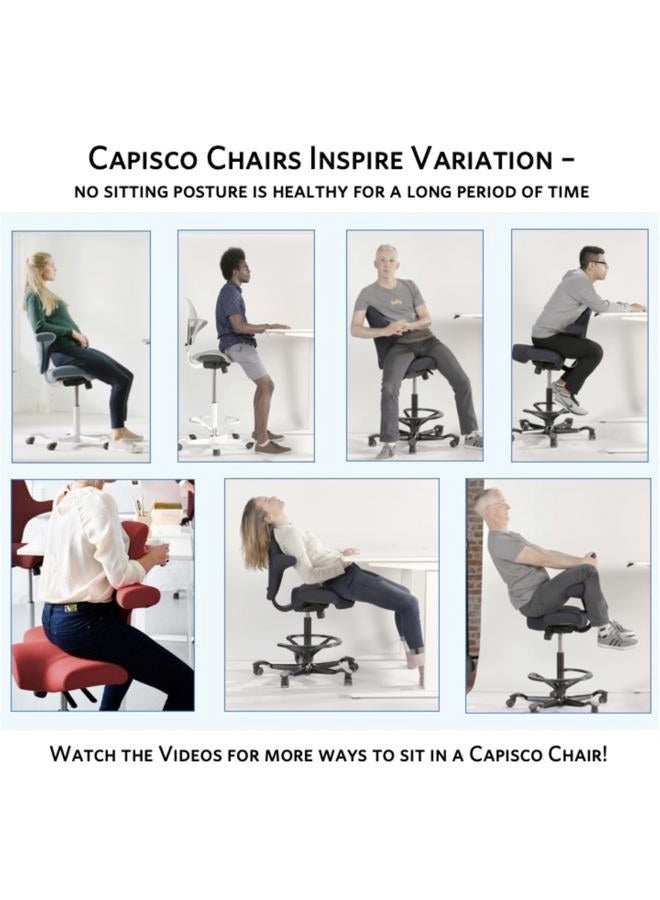 HAG Capisco Adjustable Sit to Stand Desk Chair - Black Frame - Leather Tan Brown Seat - Image 2