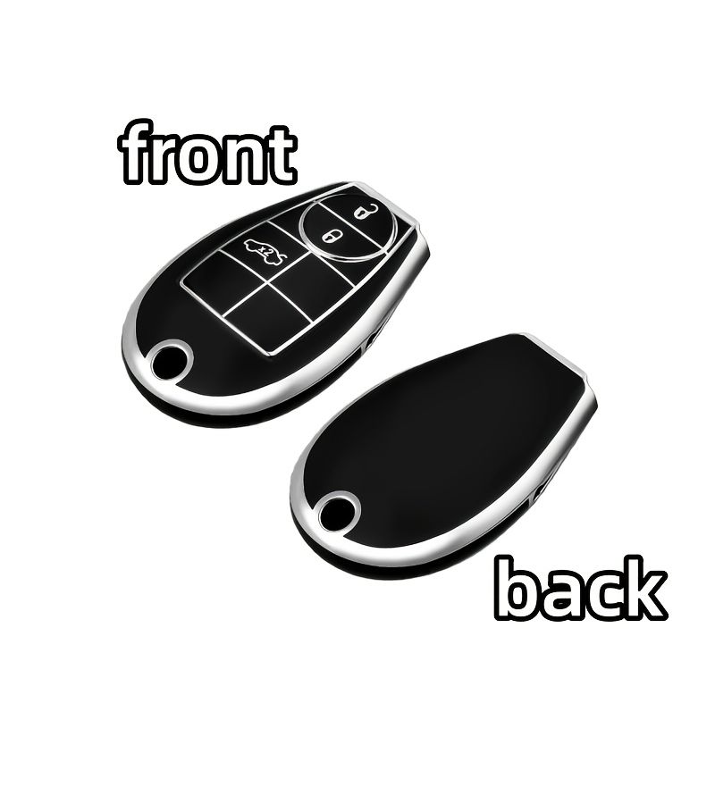 2Pcs Black Car Key Fob Cover Shell Case Compatible With Jeep Grand Cherokee Dodge Grand Caravan 2008 2010 Challenger Charger Journey Ram 1500 - Image 3