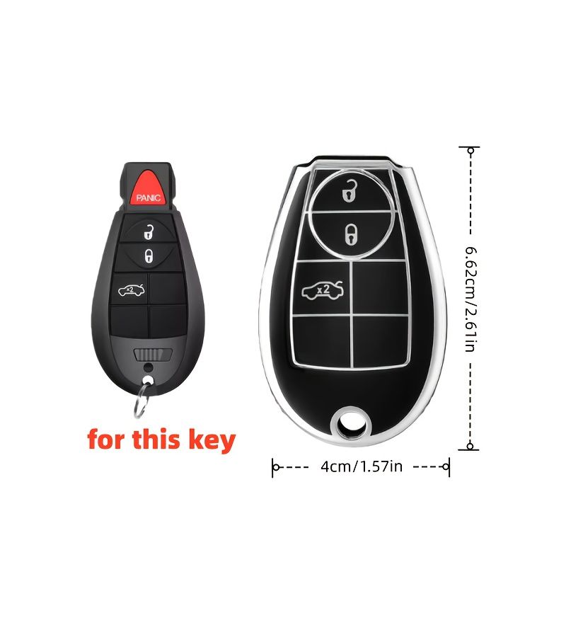 2Pcs Black Car Key Fob Cover Shell Case Compatible With Jeep Grand Cherokee Dodge Grand Caravan 2008 2010 Challenger Charger Journey Ram 1500 - Image 2