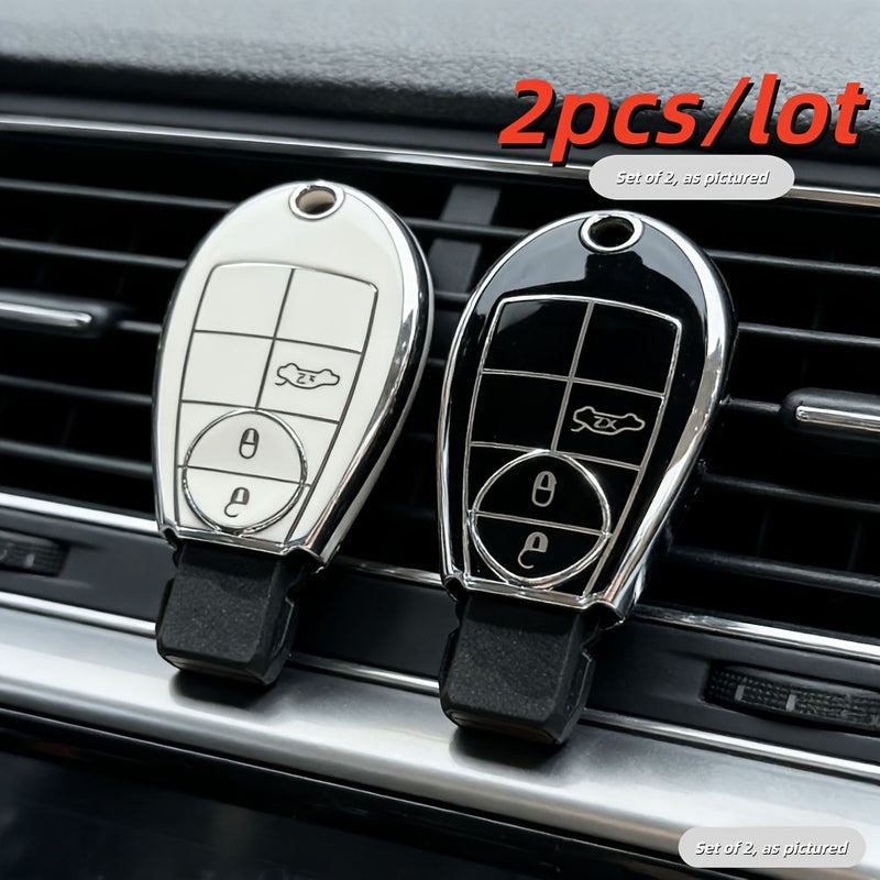 2Pcs Black Car Key Fob Cover Shell Case Compatible With Jeep Grand Cherokee Dodge Grand Caravan 2008 2010 Challenger Charger Journey Ram 1500 - Image 1