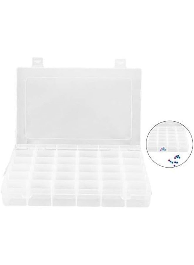 klarako Plastic Storage Organizer, 36 Grids Plastic Jewelry Adjustable Box Detachable Travel Jewellery Box Jewellery Organiser Display Storage Case for Beads Rings Ear(White) - Image 4
