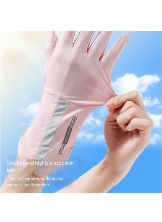 New Style Ice Feeling Sun Protection Gloves Sports Cycling Non-Slip Breathable Ice Silk Gloves Pink - Image 5