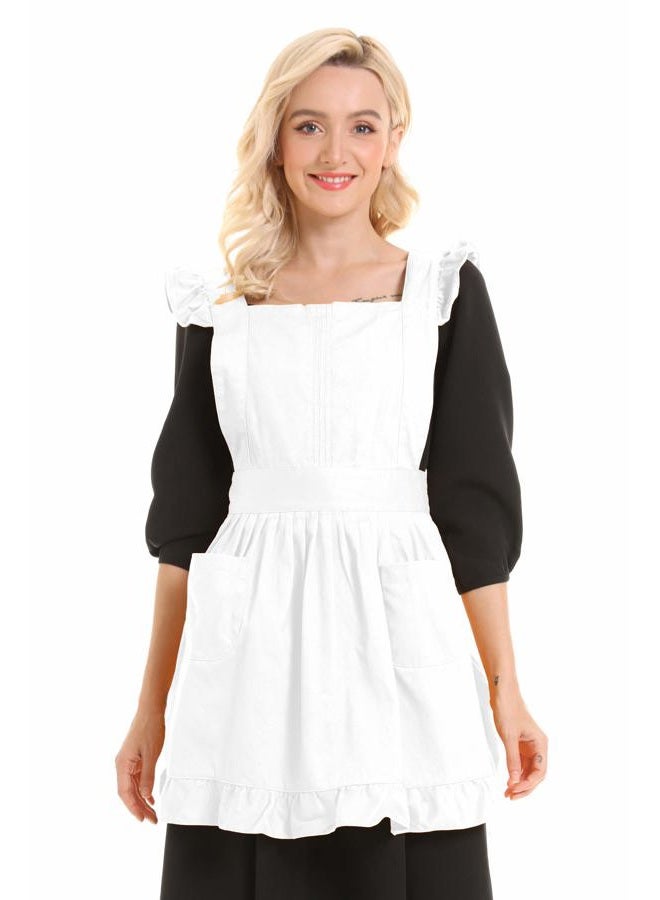 Lilments Retro Ruffle Apron Kitchen Cooking Baking Ing Maid Costume White, New - Image 2