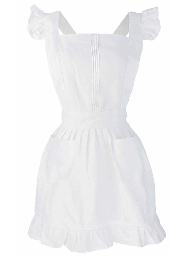 Lilments Retro Ruffle Apron Kitchen Cooking Baking Ing Maid Costume White, New - Image 1