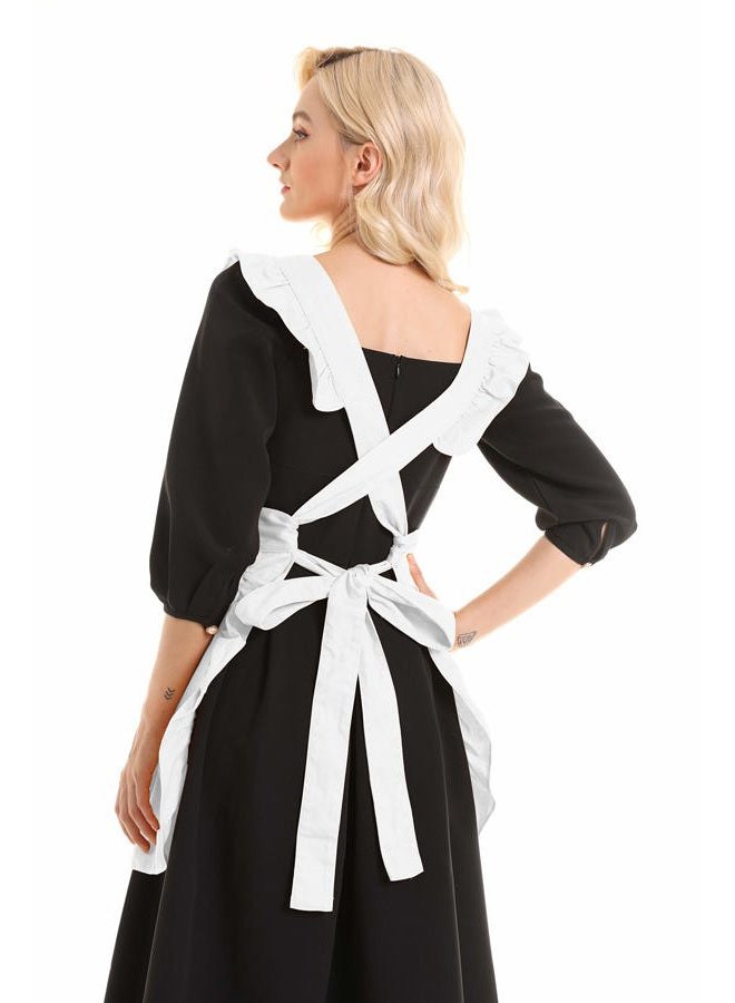 Lilments Retro Ruffle Apron Kitchen Cooking Baking Ing Maid Costume White, New - Image 4