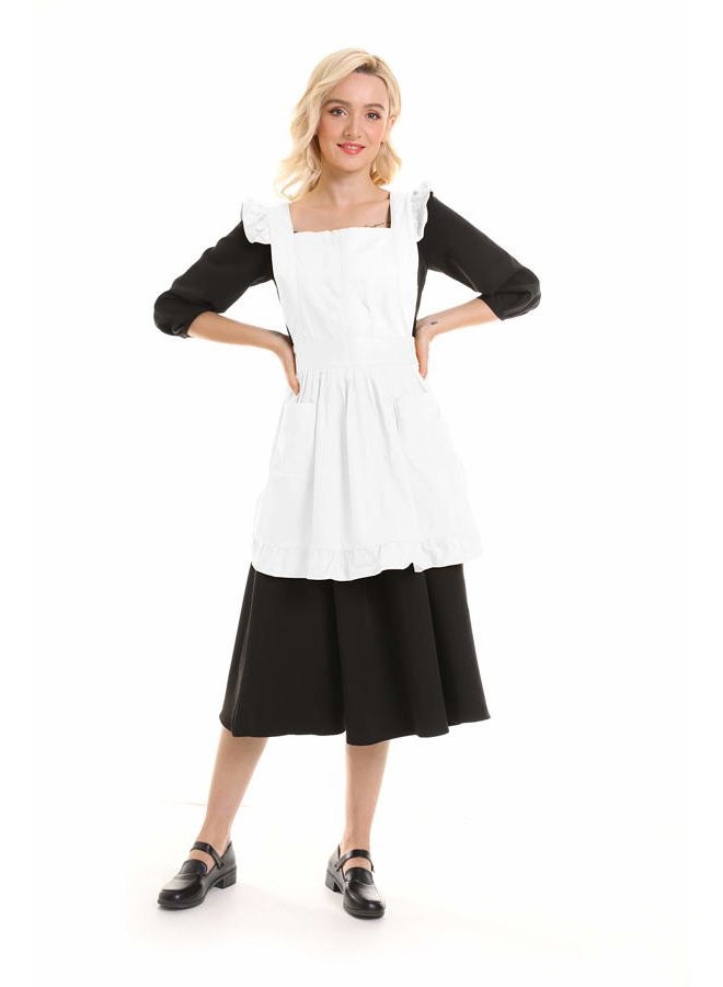 Lilments Retro Ruffle Apron Kitchen Cooking Baking Ing Maid Costume White, New - Image 5
