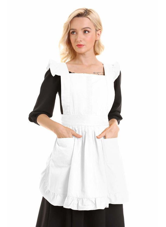 Lilments Retro Ruffle Apron Kitchen Cooking Baking Ing Maid Costume White, New - Image 3
