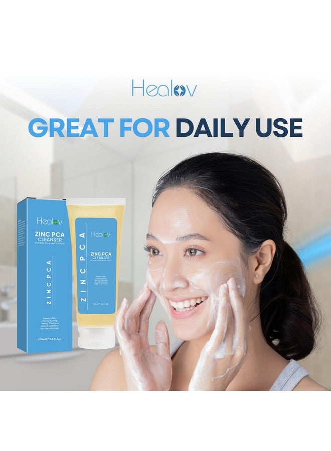 Healov Zinc Face Wash | Zinc Soap Skin Therapy Body Cleanser For Acne, Rosacea, Eczema, Dermatitis, Psoriasis, Itching | Cleansing, Calming Facial Wash | Exfoliating Zinc Face & Body Wash For All Skin Types - Image 2