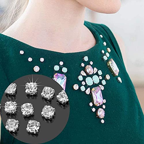 Dhruv Crafts Sew On Rhinestones 4mm Silver Crystal Glass Rhinestones with Metal Settings for Jewelry Making Clothing Embellishment Wedding Dress Sewing Craft Stones 200 PCS - Image 4