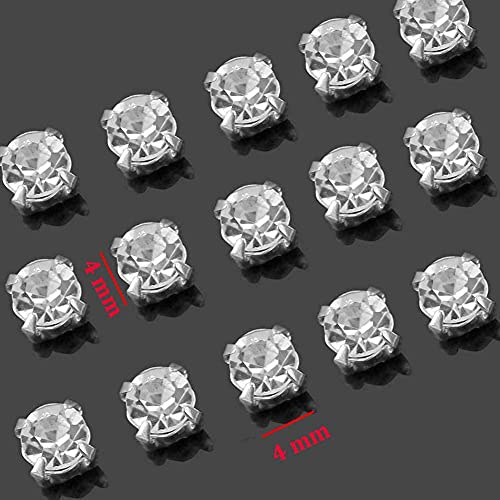 Dhruv Crafts Sew On Rhinestones 4mm Silver Crystal Glass Rhinestones with Metal Settings for Jewelry Making Clothing Embellishment Wedding Dress Sewing Craft Stones 200 PCS - Image 2