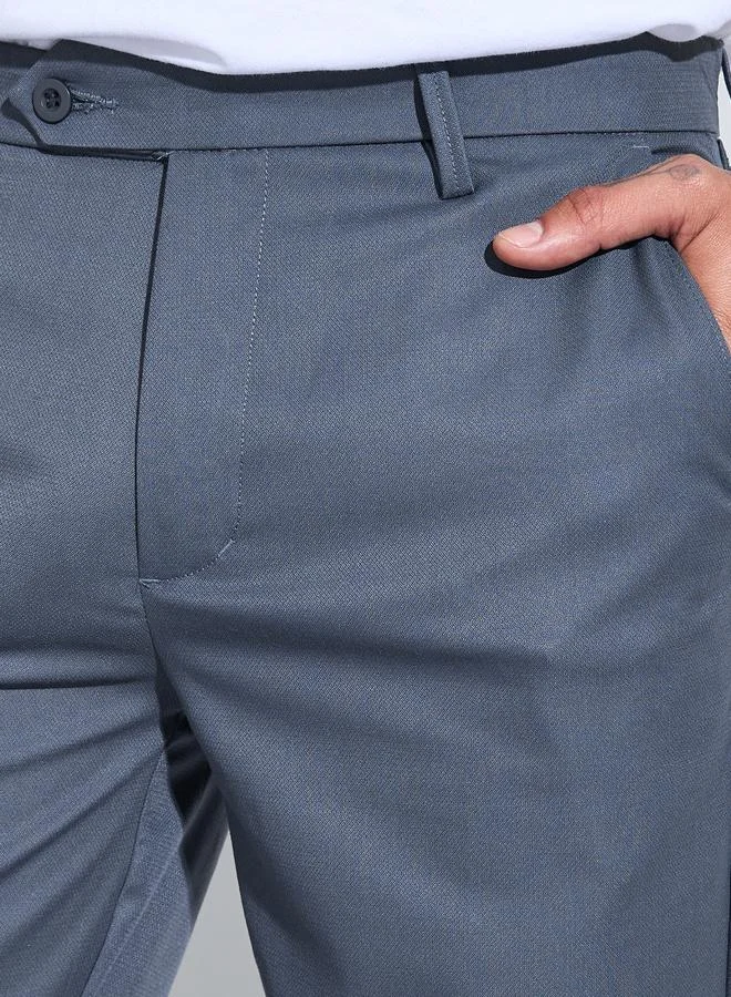 Styli  Charcoal Solid Regular Fit Trousers for Men | Best Price UAE