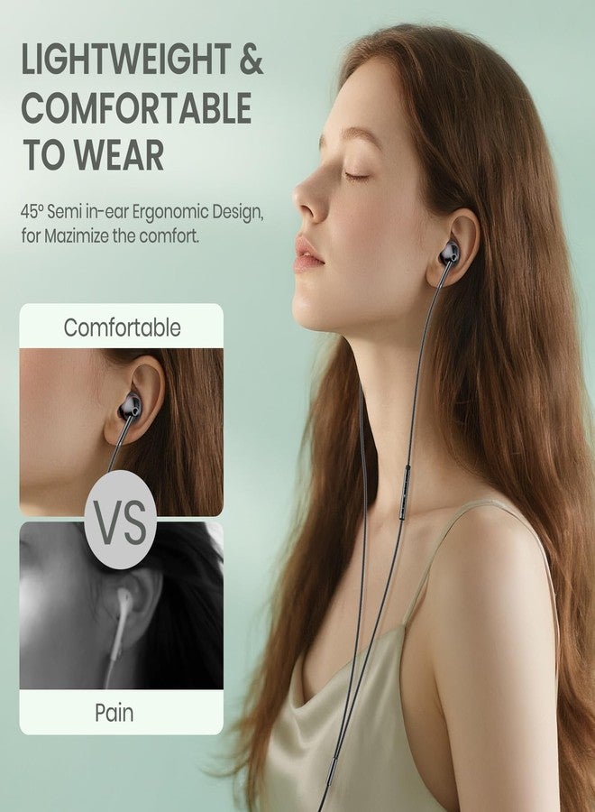 MAXAUX USB-C Wired Earbuds with Microphone, Volume Control, Noise Canceling, Compatible with Samsung Galaxy S24 S23 S22, iPhone 15, Pixel Phones (Updated Black) - Image 2