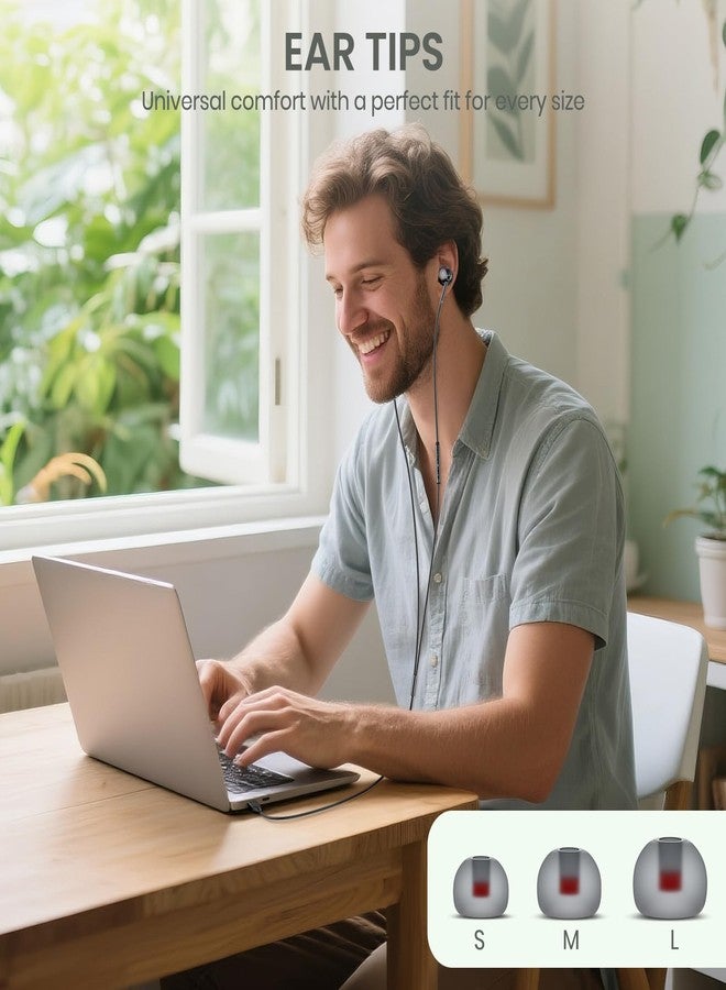 MAXAUX USB-C Wired Earbuds with Microphone, Volume Control, Noise Canceling, Compatible with Samsung Galaxy S24 S23 S22, iPhone 15, Pixel Phones (Updated Black) - Image 3