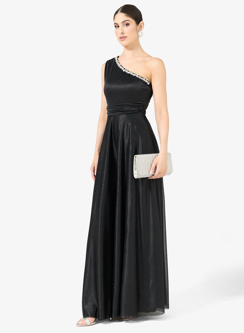Ella Limited Edition One Shoulder Shimmer Dress With Embellishment - Image 4