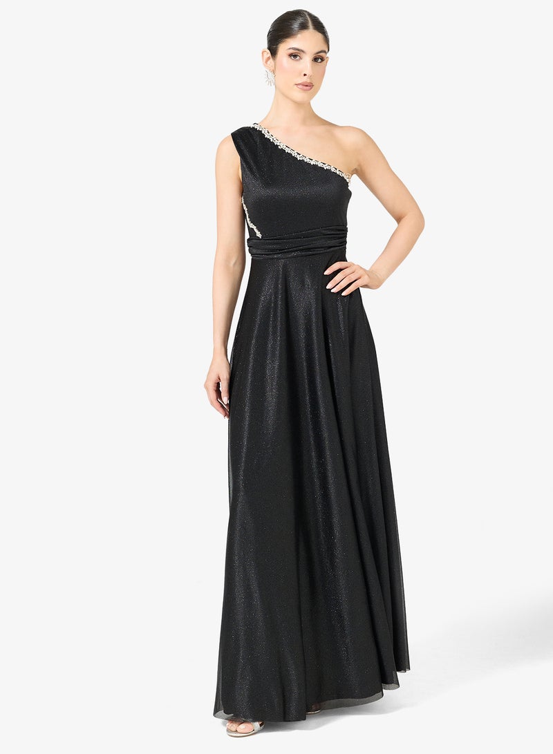 Ella Limited Edition One Shoulder Shimmer Dress With Embellishment - Image 1