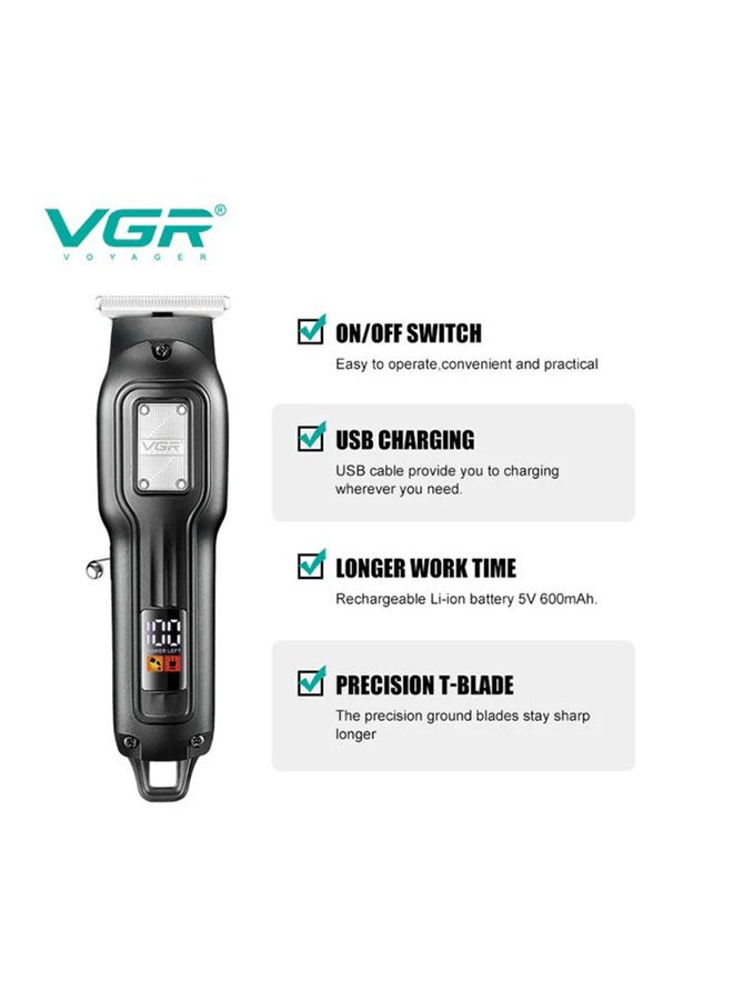 VGR V-918 Professional Hair Trimmer with Precision T-Blade, LED Display, and 100-Minute Runtime, Black - Image 5