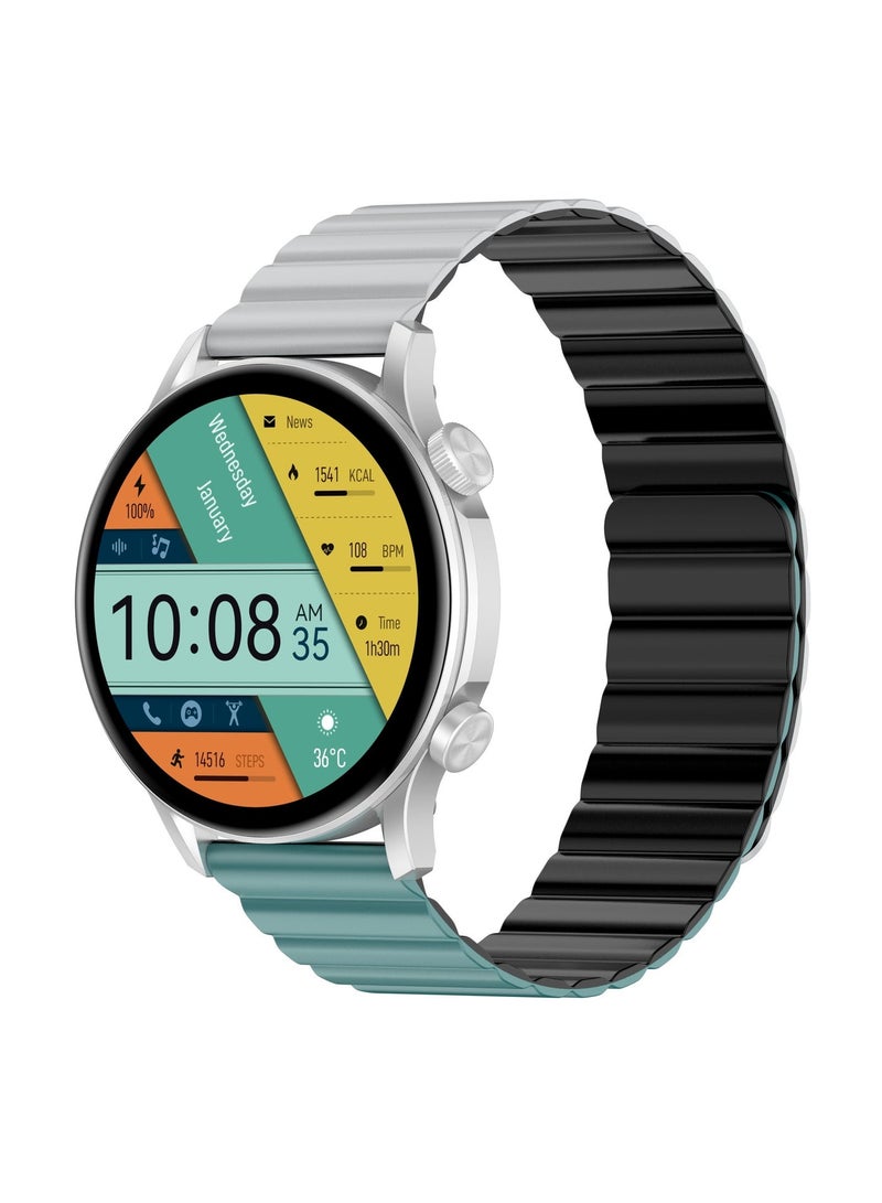 KIESLECT Smart Calling Watch KR PRO LTD With 1.43'' HD AMOLED Dynamic AOD Display/24H Health Monitor/100-Sport Modes/ Double Straps（Silver) - Image 1
