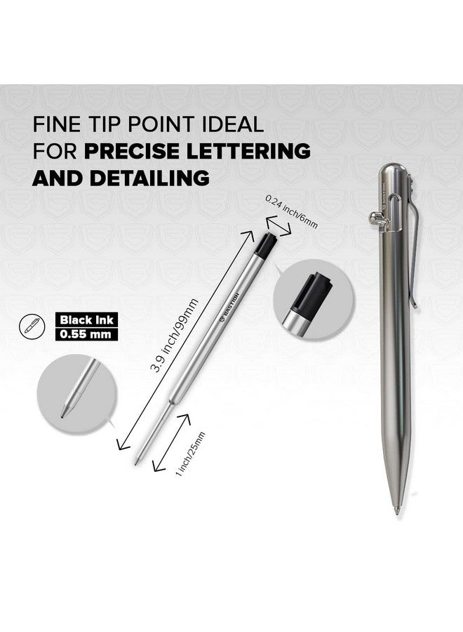 Bastionpremium Pen Refill Deeply Pigmented Ink For All Bastion Bolt Action Luxury Pens Standard Ink Refill With 0.55Mm Fine Tip Black 6 Pieces