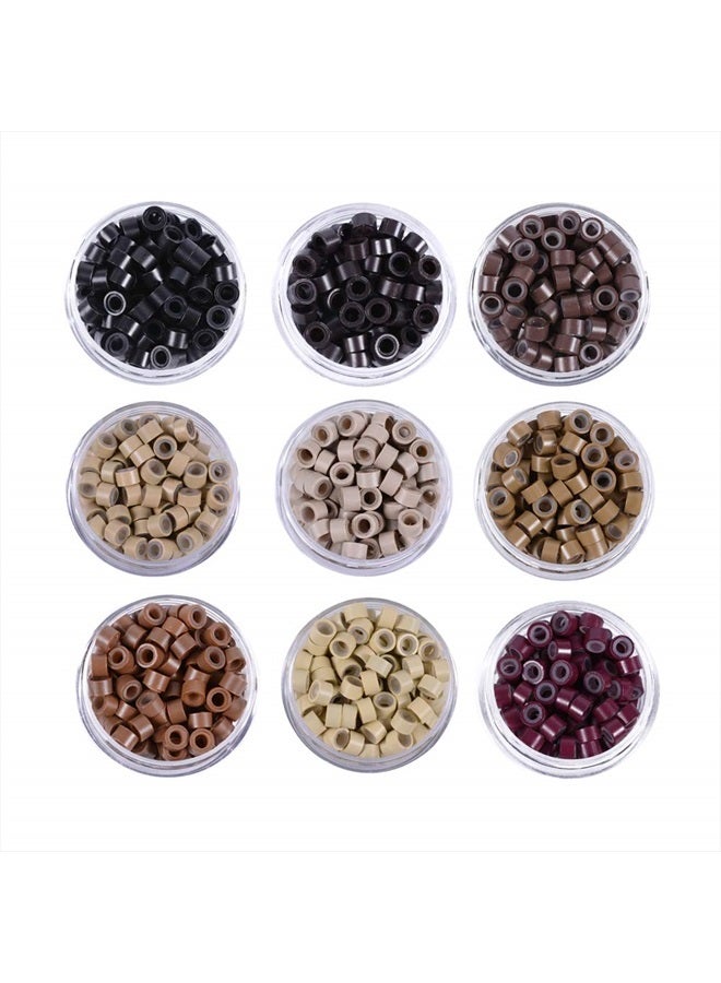 yantaisiyu 500pcs Silicone Lined Micro Links Rings Beads Hair Feather Extensions 5.0x3.0x3.0 mm Hair Beads(Blonde) - Image 1