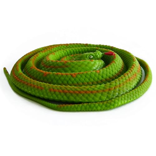 BOHS Stretchy Rubber Green Snake Soft Stretchy and Long Easy Camouflage Prank Toy Scary Fake Lifelike Animal Model 130 CM 42 Feet - Image 1