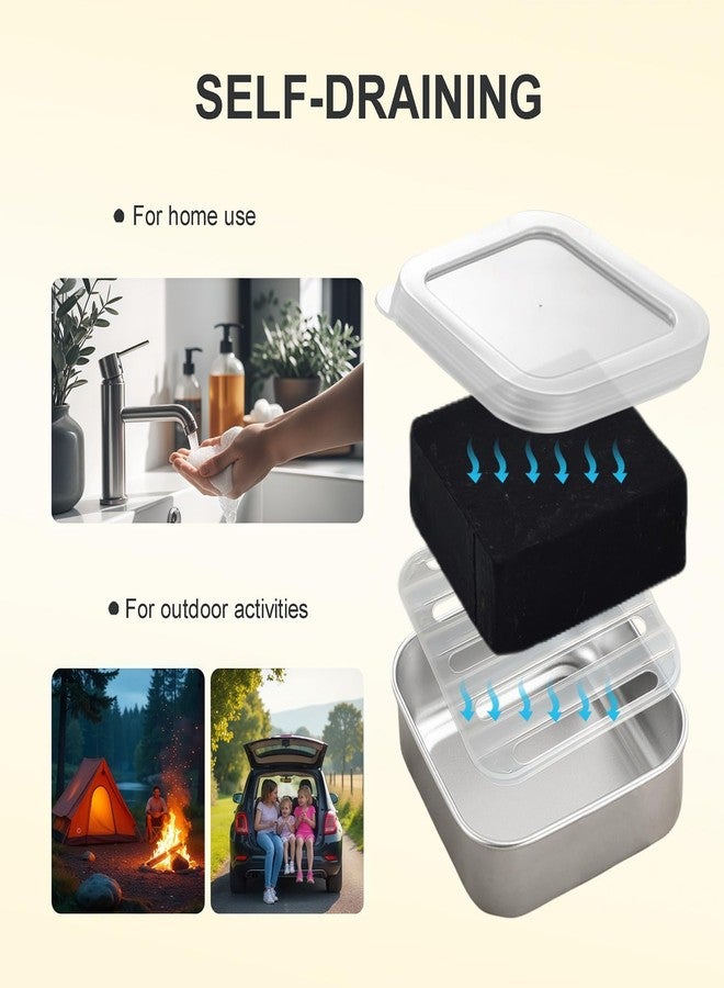 Vonpri Travel Soap Container, Vonpri Stainless Steel Soap Dish with Lid - Waterproof Draining Case for Bathroom, Kitchen, Camping - Durable Compact Bar Holder for Shower, Sink and Outdoor (Silver, 4.1x4.1in) - Image 5