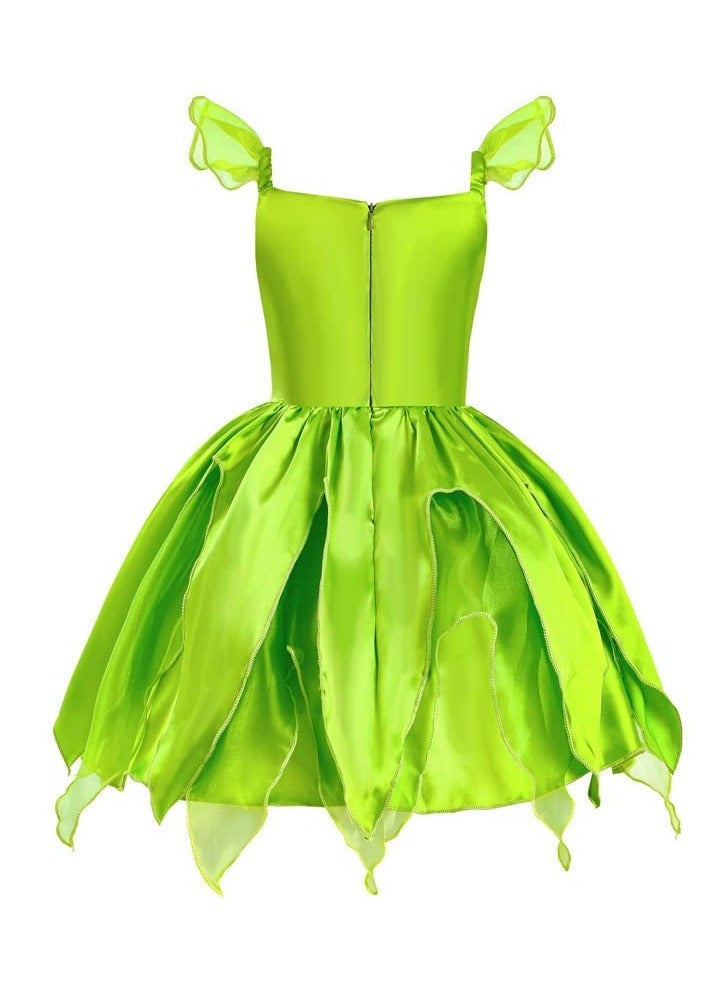 XiuWoo Green Fairy Princess Dresses for Girls Costume Tinker Bell Cosplay Set Flower Clothes 120CM - Image 5