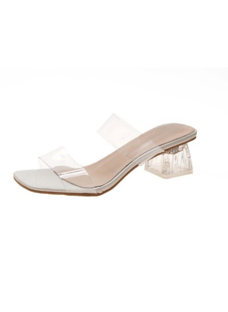 Rup Art Comfy Elegant Transparent Block Heels Sandals For Women And Ladies Dress Shoes  - Image 1