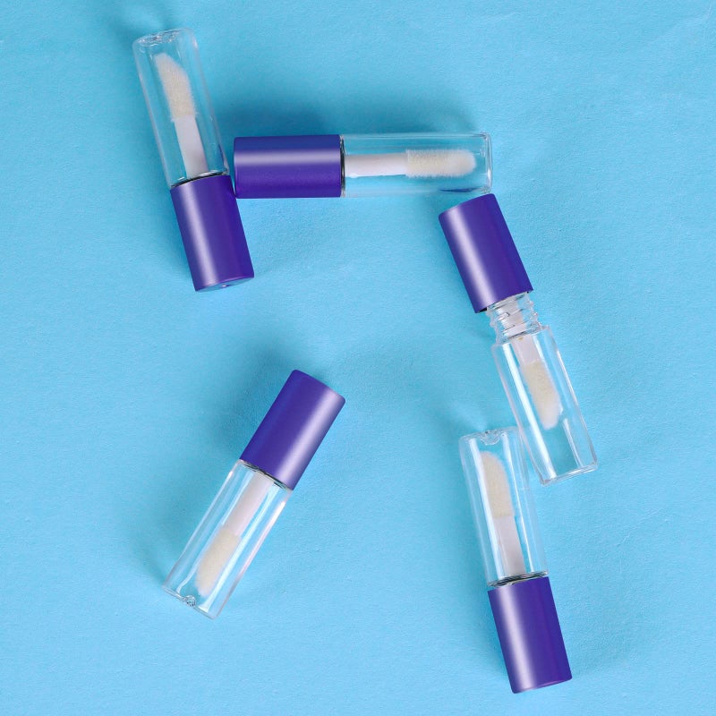 Mydio Mydio 50 Pack 1.2ML Clear Mini Lip Gloss Tube Empty Lip Balm Containers With Purple Lid for Lipstick (Purple)  - Image 4