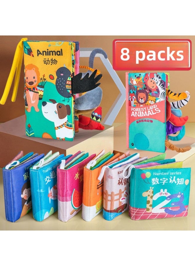 Baby's Cloth Book Baby's Early Education Can't Tear Rip Bite Toy Three-dimensional Early Education 6 Months Infant's Educational Book-Color:Training - Bilingual 6 Volumes + 5 Storybooks + Storage Bag  - Image 2