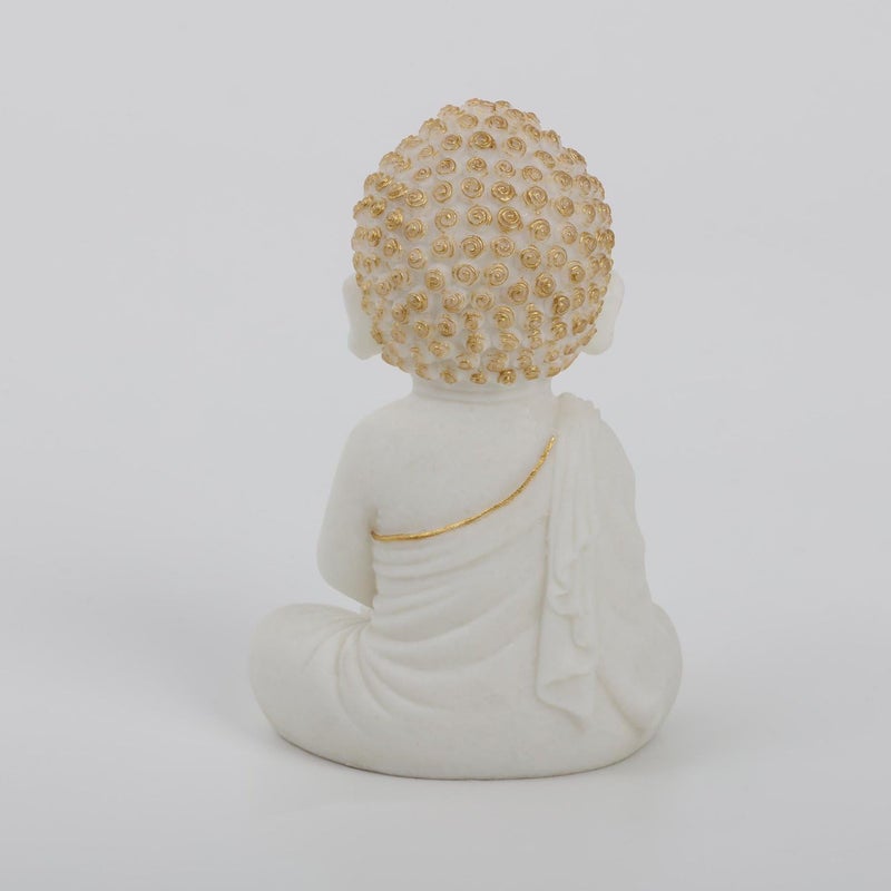 Karigaari India White Buddha Monks Cute Little Showpiece for Home Decor Laughing Buddha Showpiece for Gift Innaugration Gift Diwali Gift - Image 5