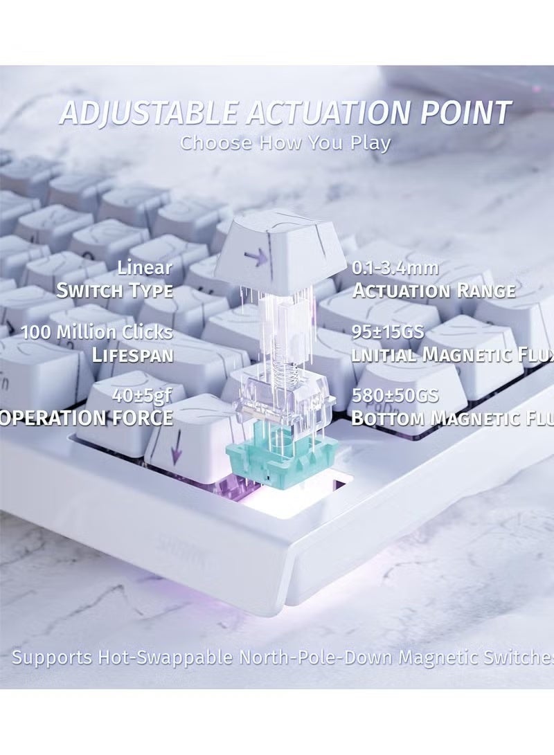 Attack Shark X68 HE Rapid Trigger Mechanical Gaming Keyboard 60% Wired with Adjustable Actuation,Hall Effect Magnetic Switch,8KHz Polling Rate,RGB Backlit,Top Mount,Side Printed Keycap(White Contour) - Image 4