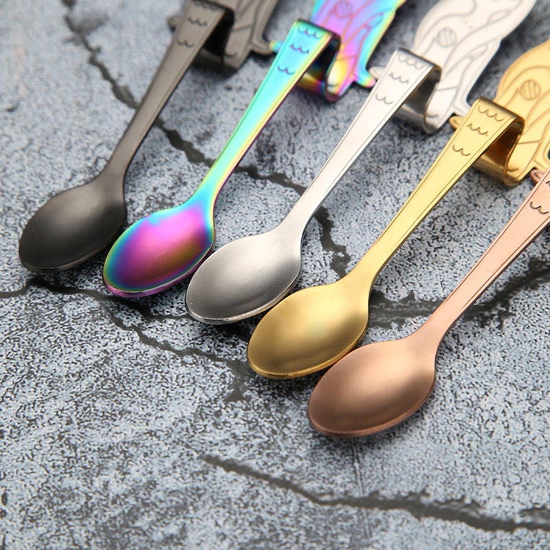 Cute Mermaid Spoon 304 Stainless Steel Teaspoon Long Handle Coffee Spoons Sugar Dessert Appetizer Seasoning Bistro Flatware Hanging Cup Scooper Drinking Tools Kitchen Gadget Silver - Image 3