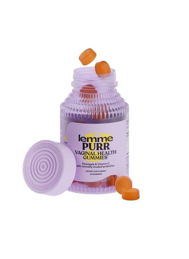 Lemme - Lemme Purr Vaginal Probiotic Gummies for Women - Balanced pH, Healthy Odor, Yeast Balance & Flora Support + Vitamin C for Immune Health - Tasty Pineapple (60 Count) - Image 1