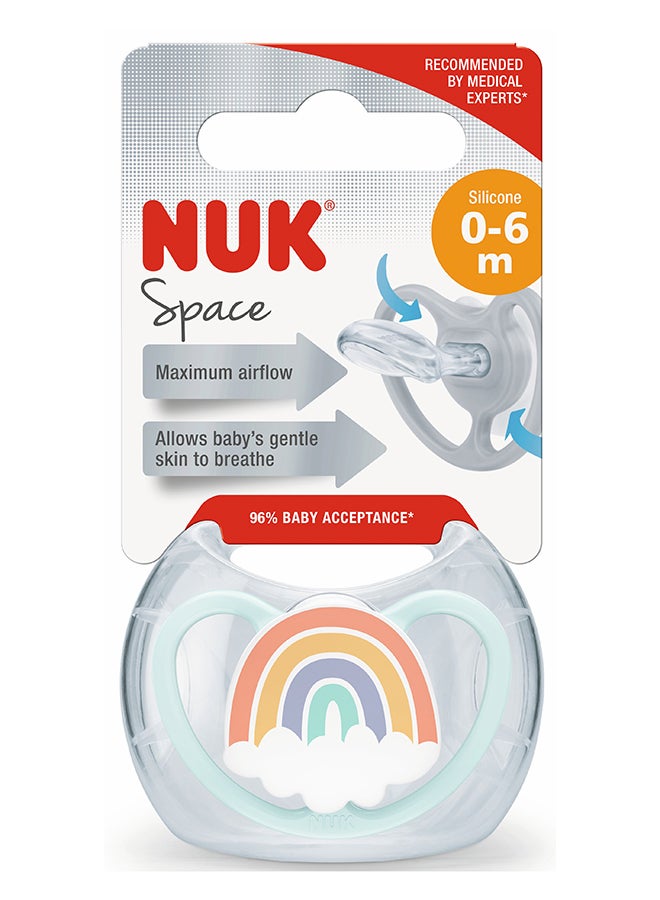 NUK Pacifier Space 0 6M 1Pc (Rainbow)