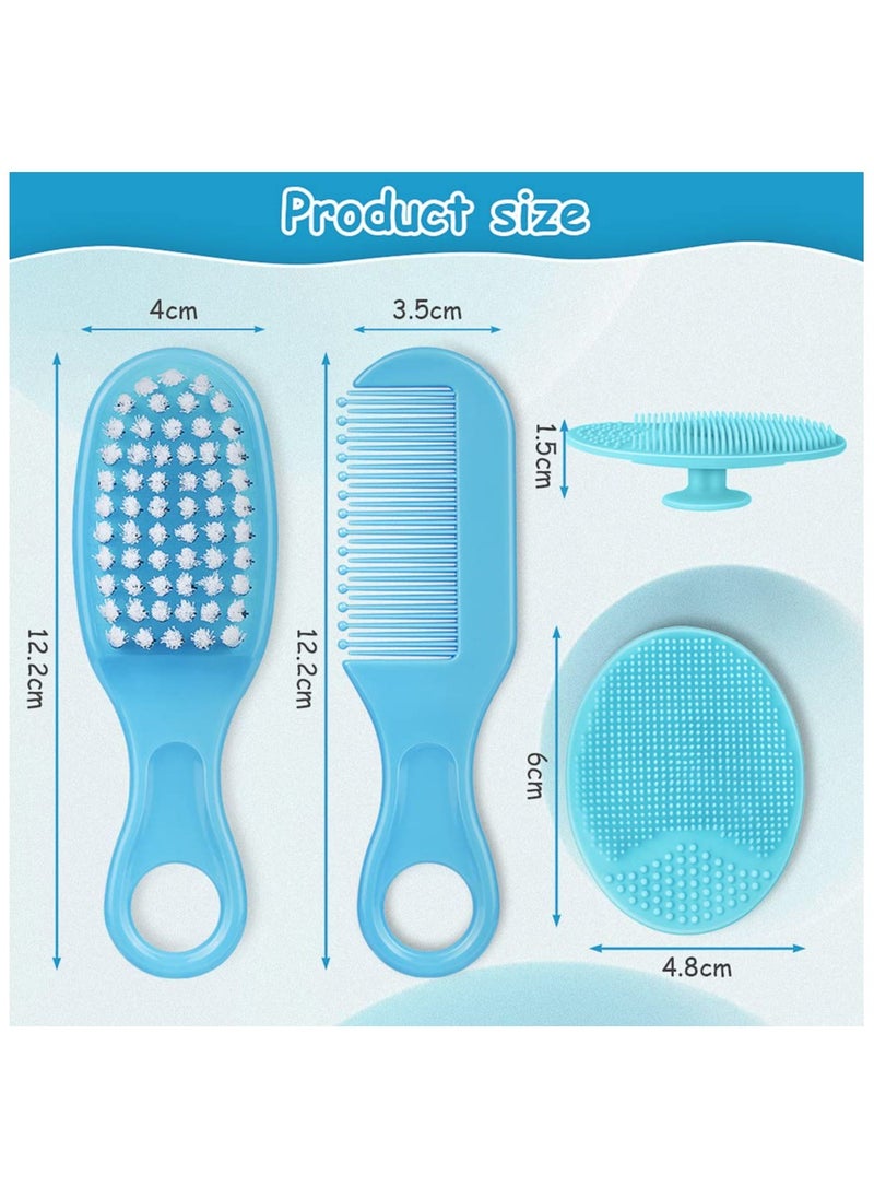 CMGTYYD - Baby Hair Brush, 3PCS Baby Hair Brush and Comb Set, Cradle Cap Brush and Baby Hair Comb for Newborns & Toddlers, Perfect Baby Registry Gift, Blue - Image 1