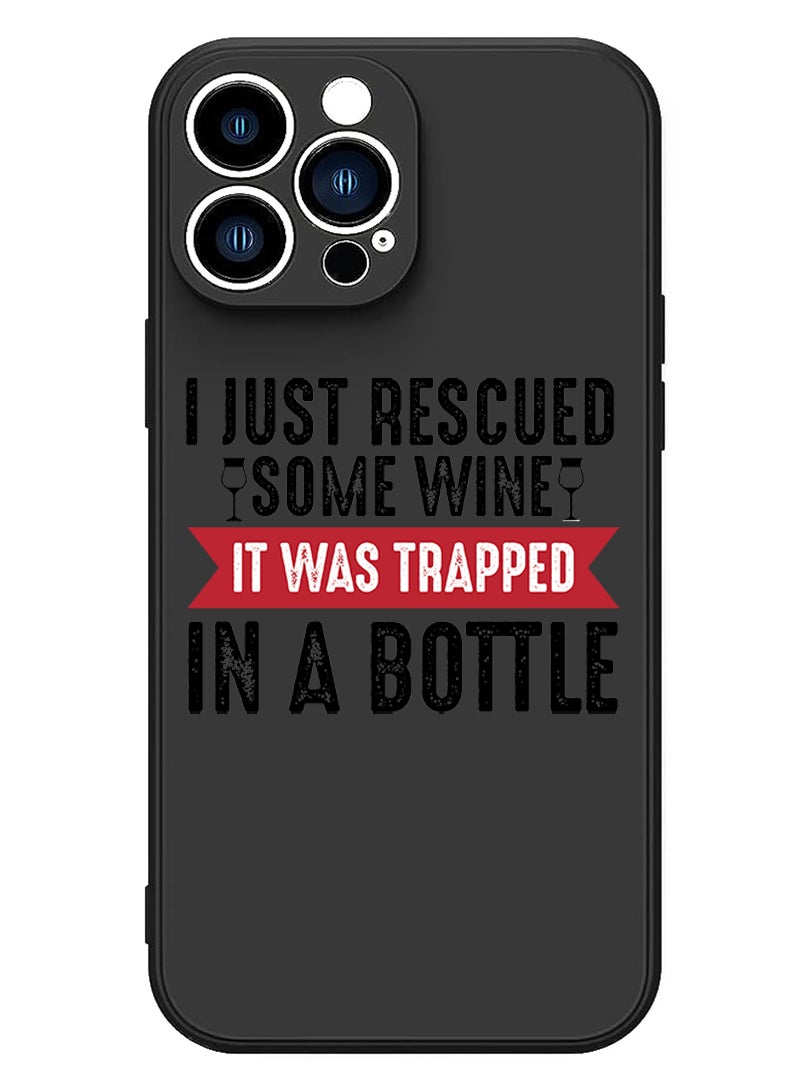 Theodor Protective Slim Fit Case Liquid Silicone Cover with Full Body Protection Anti-Scratch Shockproof Case For iPhone 15 Pro Max Black - Wine trapped in bottle black - Image 1