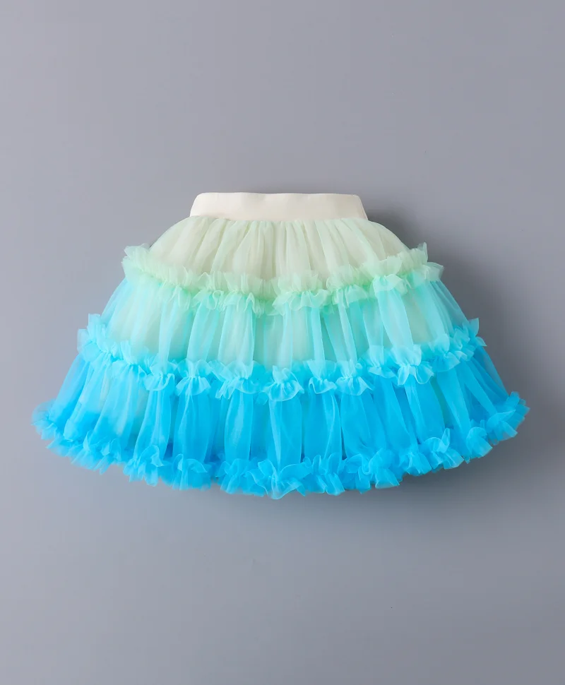 Mark & Mia Mark & Mia Elasticated Waist Frill Skirt - White and Blue