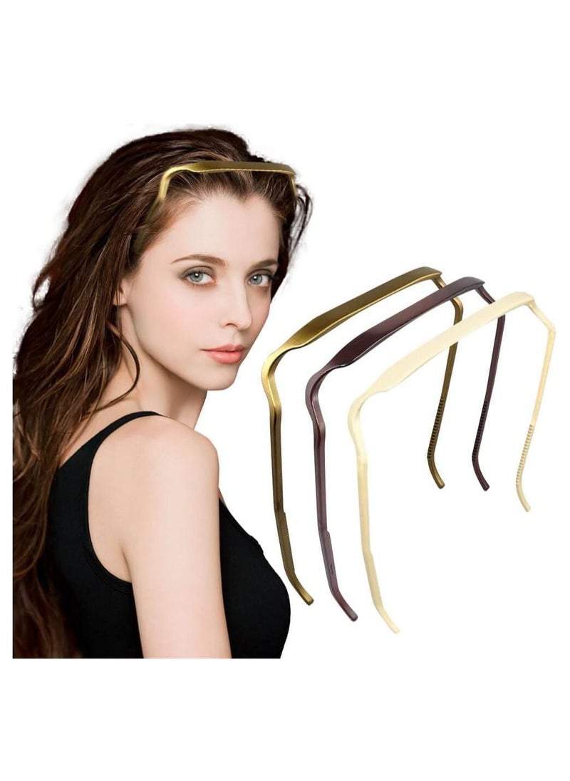 RATSAW 3 Pcs Curly Thick Hair Medium Headband Invisible Square Hair Hoop For Women  - Image 1