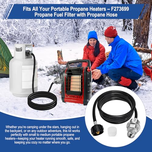 YFLWGFDA Propane Heater Fuel Filter F273699 with 6FT Propane Hose for Portable Propane Heater Series – Connect 20-45 lb Propane Tanks, Replaces F276163 F273704 F273701 F273702 Etc. - Image 2