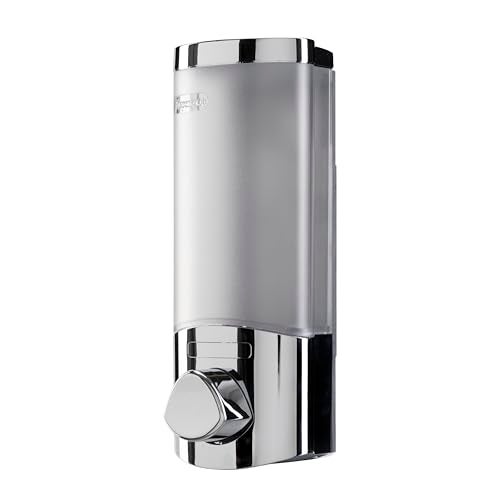 Croydex Wall Mounted Soap Dispenser  Eliminates Bathroom Clutter Easy to Refill and Has a PreMeasured Pump for Your Shower Gel Shampoo and Conditioner Mount On Corner or Flat Wall Chrome 350ml