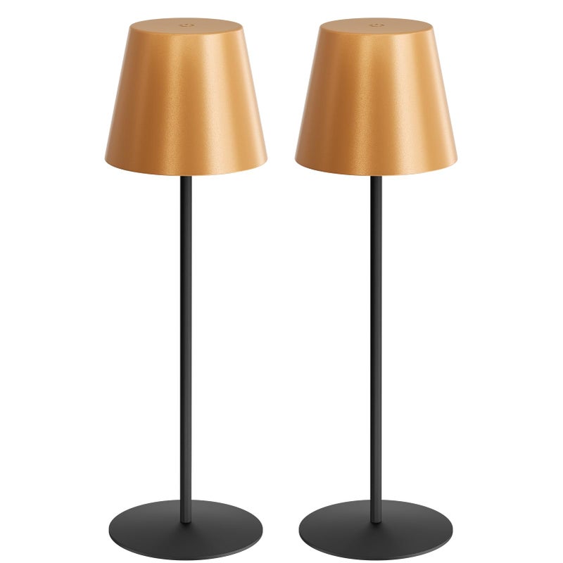uuffoo 2 Pack Cordless Table Lamp Rechargeable 5000mAH Battery Operated Lights Touch Control LED Portable Desk Lamps 3 Color Dimming for Outdoor Coffee Bedroom Kitchen GoldBlack - Image 2