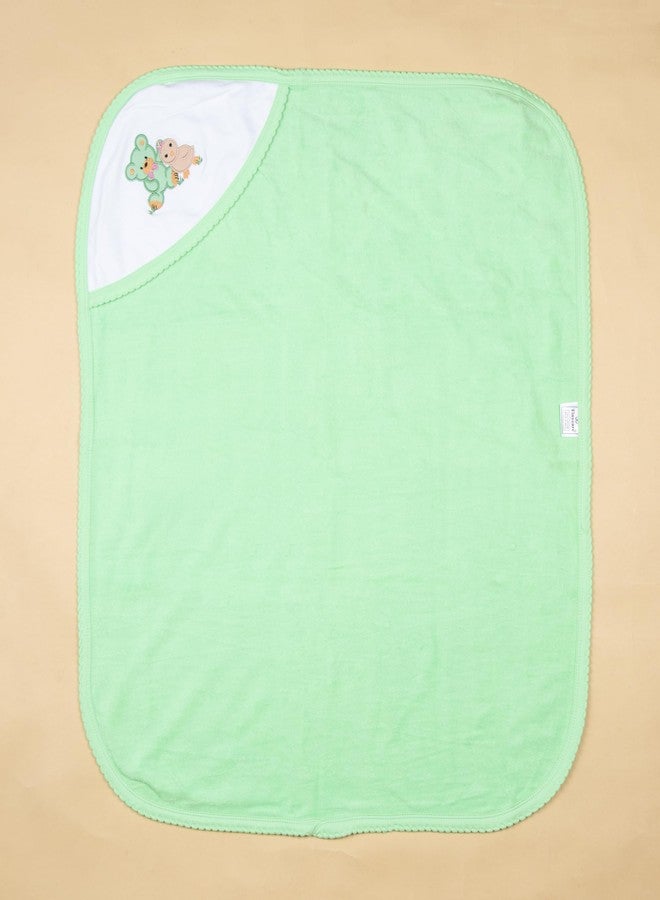 Tinycare Cotton Bath Hooded Towel for New Born, Extra Soft Double Side Terry Fabric Printed Towel for Kids/Toddler/Infants 72 x 72cm, Quick Absorbent, Reusable Towels (Green- 1P) 0-12 Months - Image 4