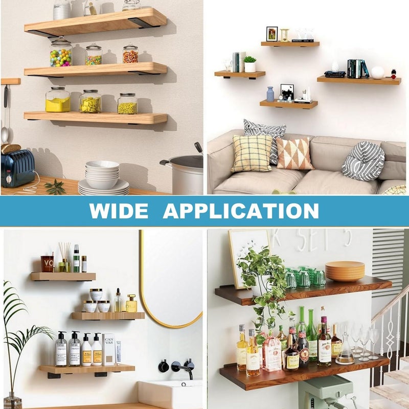 BLYPHOO Shelf Bracket Heavy Duty Metal L-shaped Brackets for Shelf Support 6 Pcs: BLYPHOO® Floating Shelf w/ Screws – Upgraded Hidden Shelf Bracket- Industrial Wall Brackets for Shelves (8inch) - Image 5