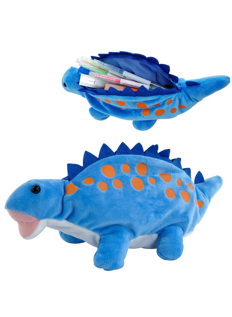 Excefore Pencil Case for Boy,  Dinosaur Pencil Pen Holder Case, 3D Plush Animal School Supplies Storage Bag Pouch Plush Toy for Kids(Blue） - Image 1