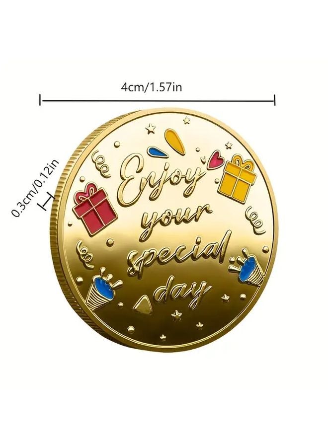 Golden Iron Lucky Birthday Coin Commemorative Gift Token No Batteries Required - Image 3
