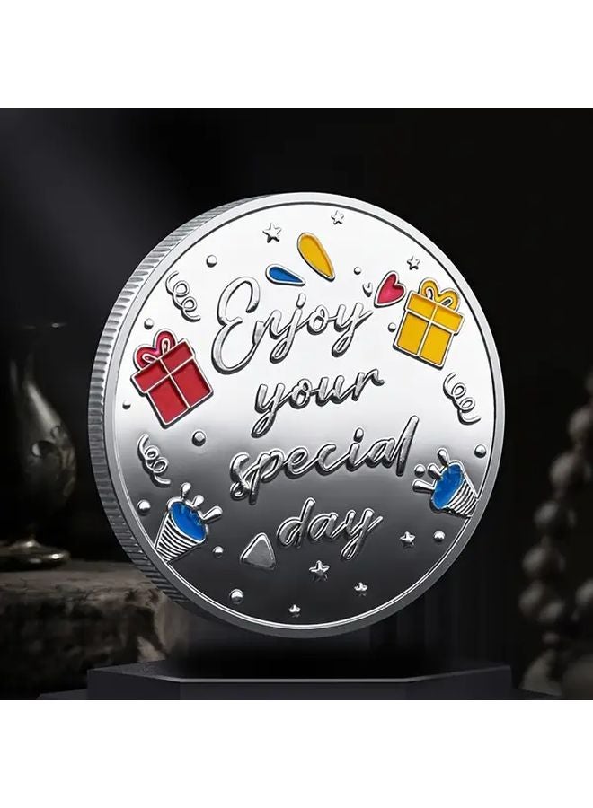Golden Iron Lucky Birthday Coin Commemorative Gift Token No Batteries Required - Image 2