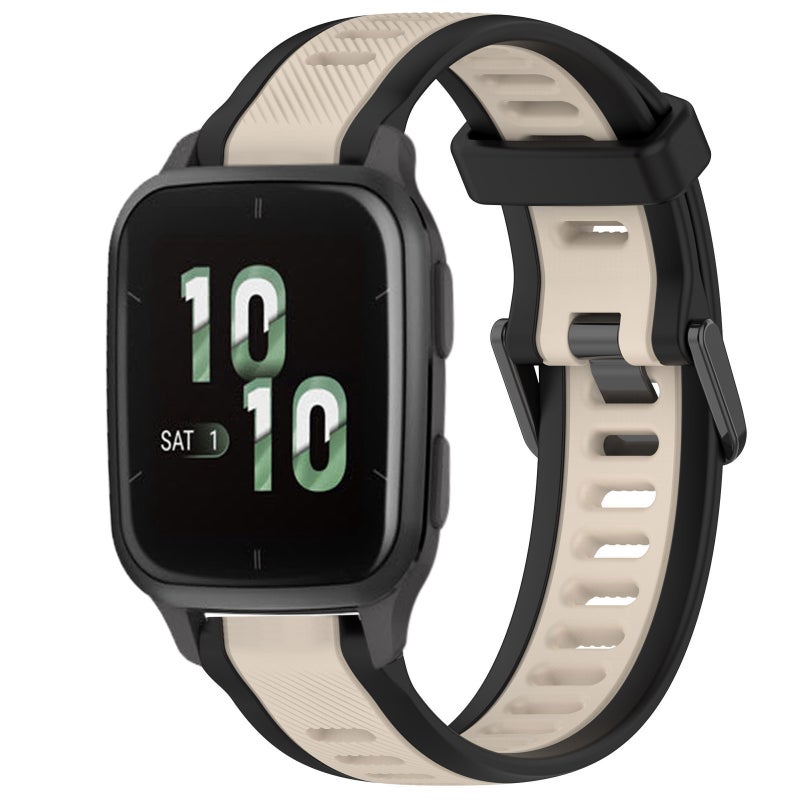 إيروريكس سوار ساعة Garmin Forerunner Sq2 / Sq2 Music 20 مم من السيليكون المزخرف بلونين (Starlight + Black) - Image 1