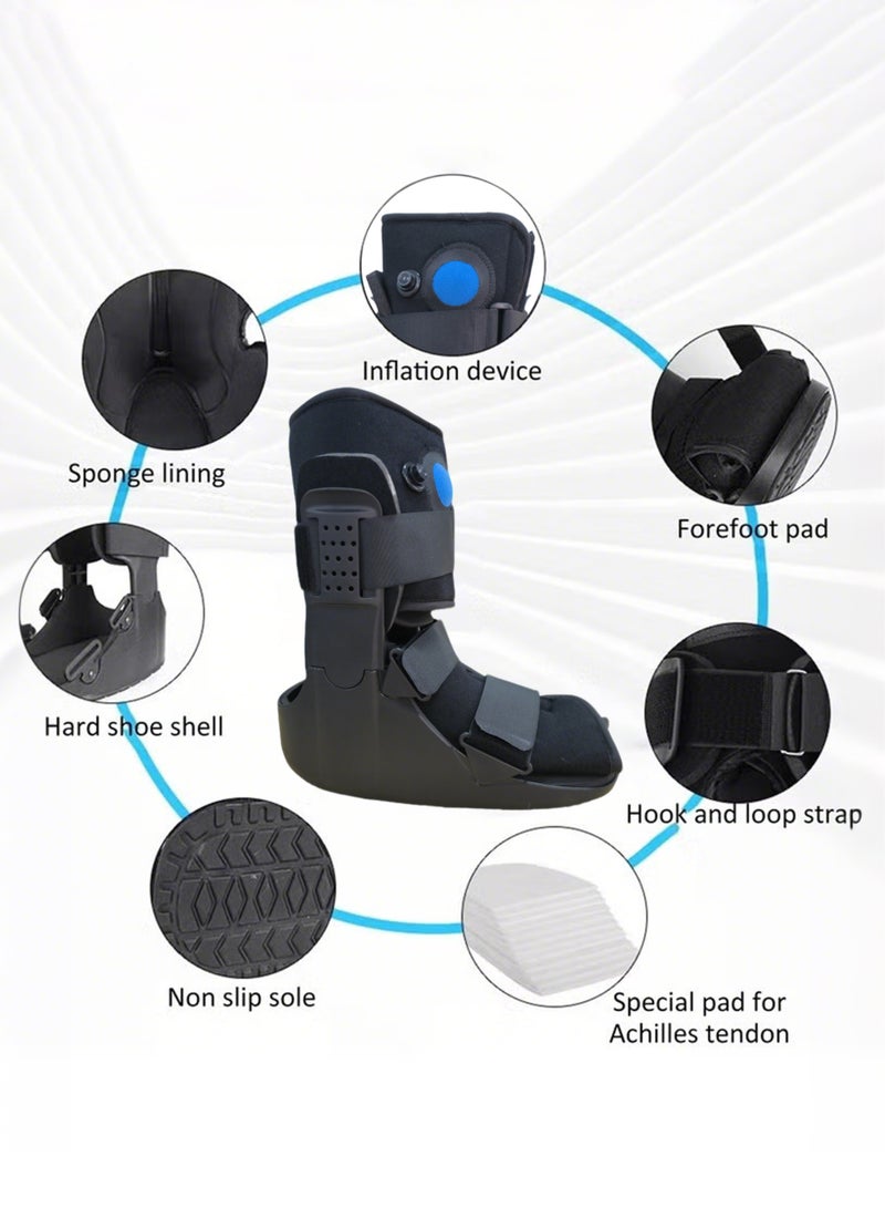 Noor Souq Short Air Walker Boot, Inflatable Ankle Brace for Forefoot/Foot Injuries, Ankle Sprain & Foot Fracture Rehabilitation, Black High-Density Sponge - Image 2