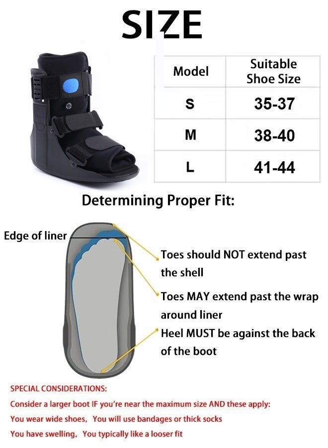 Noor Souq Short Air Walker Boot, Inflatable Ankle Brace for Forefoot/Foot Injuries, Ankle Sprain & Foot Fracture Rehabilitation, Black High-Density Sponge - Image 3