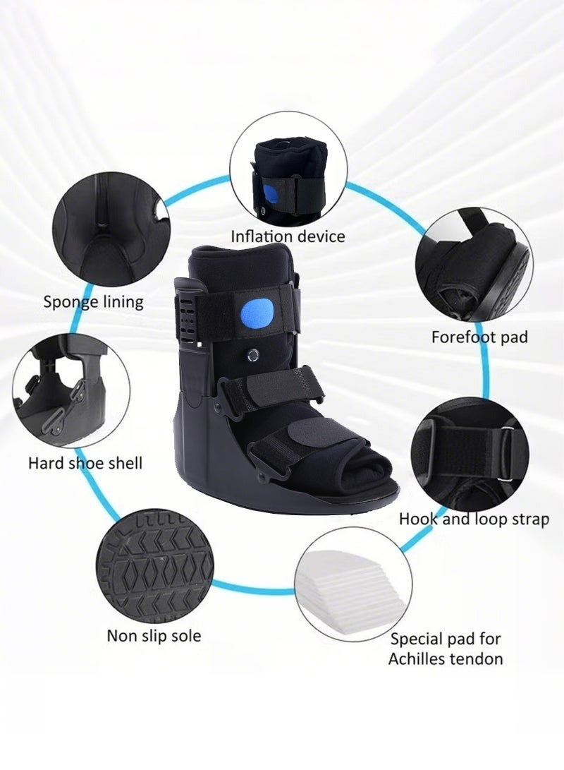 Noor Souq Short Air Walker Boot, Inflatable Ankle Brace for Forefoot/Foot Injuries, Ankle Sprain & Foot Fracture Rehabilitation, Black High-Density Sponge - Image 2